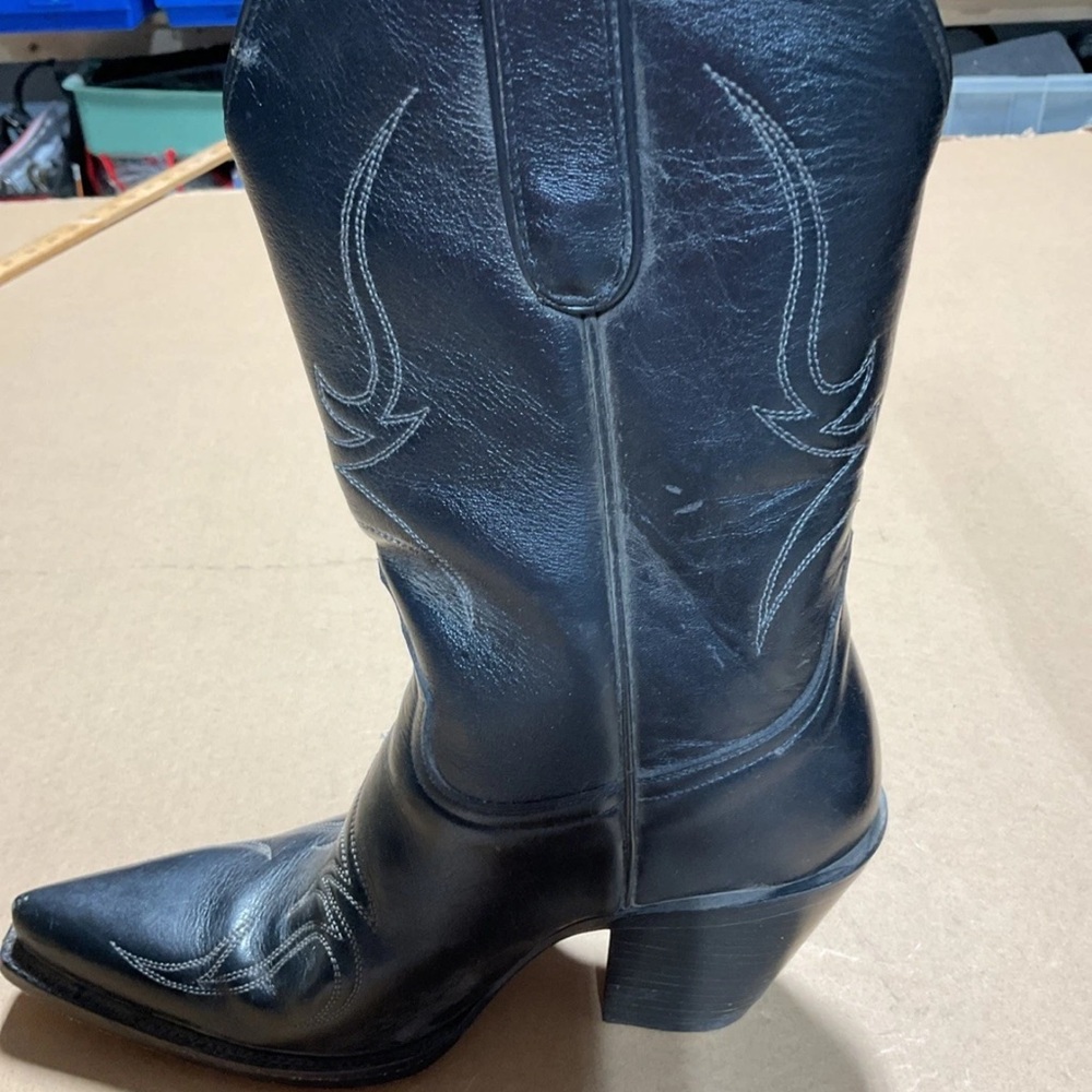 CABORCA Leather Cowboy Boots Women’s Zs 7.5 Black Embroidered - Picture 14 of 15